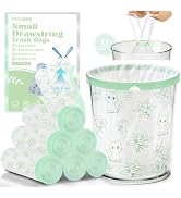 4 Gallon 100PCS Small Drawstring Trash Bags, Floral Printed Design,Thick Pre-separated Garbage Ba...