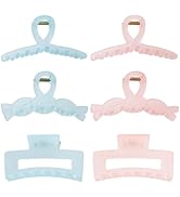 CHAOBANG 6pcs Pink and Blue Hair Clip Claw for Women and Girls Thin Thick Curly Hair,Clear Cute C...