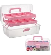 BTSKY 3-Layer Clear Plastic Dividing Storage Box Craft Organizer and Storage with Adjustable Spac...