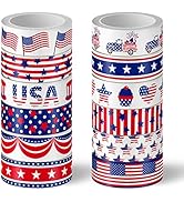 Whaline 12 Rolls 4th of July Washi Tapes Patriotic USA Flag Masking Tape Red Blue White America S...