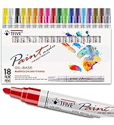 Paint Pens Paint Markers Never Fade Quick Dry and Permanent,18 Color Oil-Based Waterproof Paint M...