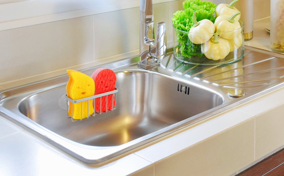 Sponge holder for kitchen sink