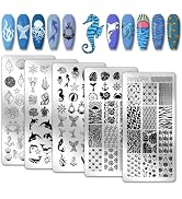 PH PandaHall 5pcs Ocean Theme Nail Stamping Sea Creature Nail Art Templates Shell Starfish Nail A...