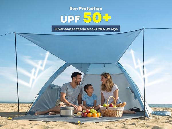 beach tent with upf 50 protection
