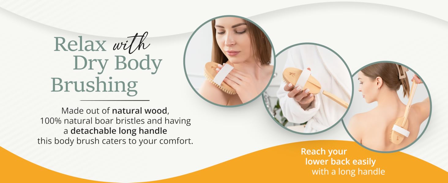 dry brushing body brush for lymphatic drainage, bath brush, dry brush, exfoliator