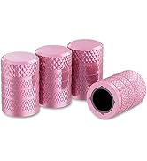 CKAuto Tire Valve Stem Caps, Aluminum Pink, 4 pcs/Pack | Corrosion Resistant, Universal Stem Cove...
