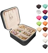 Jemjosh Small Travel Jewelry Box, Portable Mini Jewelry Leather Box Jewelry Ring Organizer Case S...