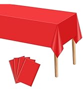 mwellewm 4 Packs Red Tablecloth, Plastic Red Table Cloth Christmas Tablecloth 54" × 72" Rectangle...