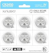 XUNIUZERO 6-Pack CR2450 Lithium Coin Cell Battery, 3 Volt, Long Lasting Power, Mercury-Free, Chil...