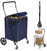 Kiffler Foldable Shopping Cart with Waterproof Basket Liner & 360° Swivel Wheels | Collapsible, L...