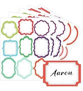 HOIIOH Name Tags Stickers - 180PCS Adhesive Name Labels, 18 Design Decorative Colored Tags, 2.95"...
