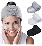 HFZRZFH Spa Headband Velcro 3-Pack - Adjustable Terry Cloth Spa Headbands for Women, Facial Headb...