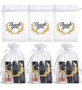 Small Thank You Bags Sheer Organza Bags, 100Pcs Wedding Favor Bags with Drawstring, 4X6"Jewelry G...
