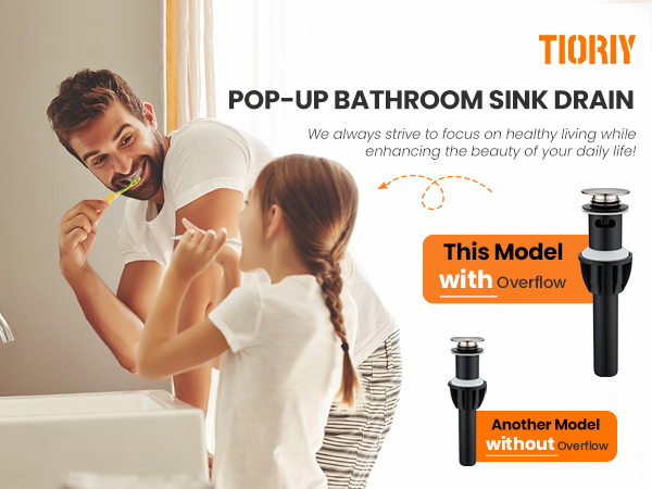 Pop up sink drain for bathroom
