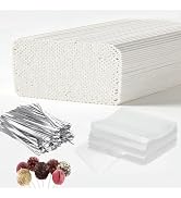 Basquei 900 Pcs Cake Pop Kit Cake Pop Sticks 6 Inches, Cake Pop Bags (3.9"X4.7"), Silver Metallic...
