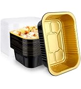 EUSOAR Aluminum Foil Pans with Lids, 25pack 32oz Small Disposable Foil Loaf Cake Food Storage Pan...