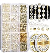 LEOBRO Pearl Beads for Bracelet Making, 720PCS Pearl Craft Beads for Jewelry Making, Girls Friend...