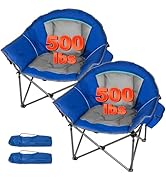 Romswi 2PK Oversized XL Padded Camping Chair for Adults, 500lbs Support Heavy-Duty Padded Folding...