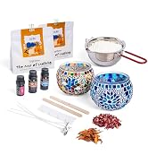 Candle Making Kit with Turkish Mosaic Holder – DIY Glass Candle Holder Craft Kit with Colorful Mo...