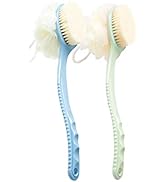 AARainbow 2 Packs Shower Body Brush with Bristles and Loofah, Back Scrubber Mesh Sponge with Curv...