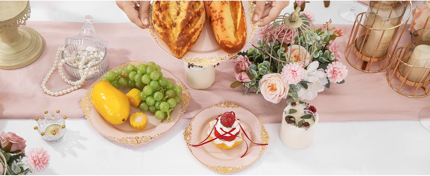 pink plastic plates
