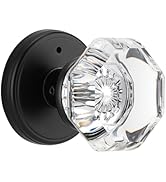 CLCTK Glass Door Knobs Interior with Lock, Octagon Crystal Privacy Round Matte Black Door Knobs f...
