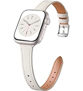 Charlam Slim Leather Band Compatible with Apple Watch Bands for Women 40mm 38mm 41mm 42mm 44mm 45...