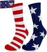 Kannove American USA Flag Socks,Patriotic Red White and Blue Stars & Stripes Accessories for 250t...