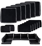 14 Pcs Outdoor Patio Cushion Covers Replacement, Fit 7Piece 6-Seater Wicker Rattan Patio Furnitur...