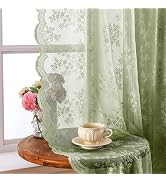 Sovtfides Vintage Lace Curtains 84 Inch Length 2 Panels Self Adhesive & Rod Pocket Curtains, 52×8...