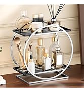 YIWANFW 2-Tier Bathroom Organizer Countertop, Silver Black Perfume Organizer for Dresser, Multi-P...