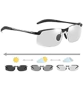 DPWOUM White-black Polarized Photochromic Sunglasses UV400 Sports Sunglasses Day and Night Drivin...