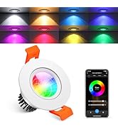 FLETERGIB 2 Inch Smart LED Recessed Lighting, 5W WiFi Dimmable Downlight, RGB Color Changing & CC...