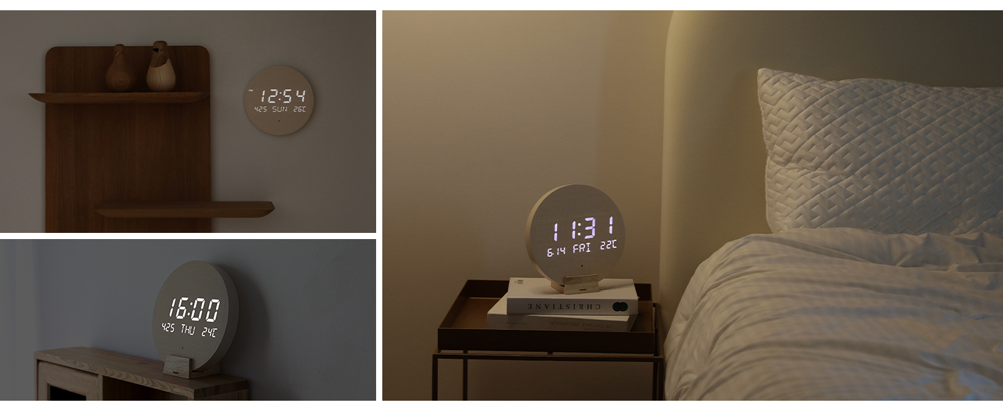 led wall digital wall clock cordless wireless minimalist boho clock modern wall clock