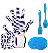 2 Oven Gloves Heat-Resistant,Oven Mitts and Pot Holders, 500? Heat Resistant Oven Mitts, 2 Pot Ho...
