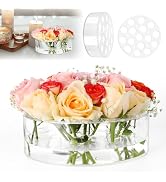 8 Inch Acrylic Flower Vase for Wedding Centerpieces Round, Circular Clear Wide Low Floral Vases w...