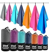 Sfee 2 Pack Microfiber Travel Towel, Quick Dry Camping Beach Super Absorbent Compact Lightweight ...