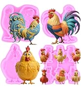 ZiXiang Rooster Silicone Molds Farm Animal Chicken Fondant Mold for Cake Decorating Chocolate Cup...