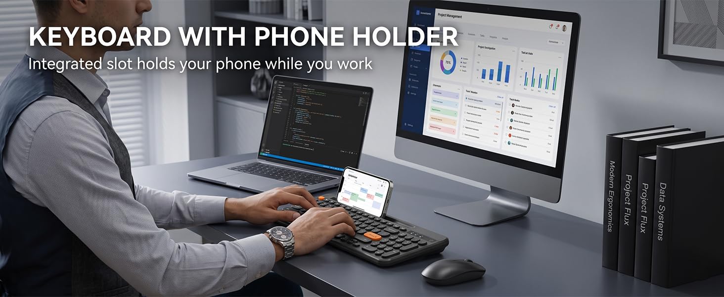 KEYBOARD WITH PHONE HOLDER