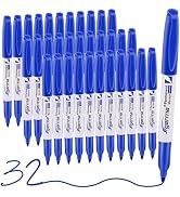 Cgerma Permanent Markers Fine Point, 32 Pack Blue Fine Tip Permanent Markers Set, Quick Drying, F...