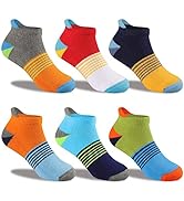 Comfoex Boys Socks 4-6 6-8 8-10 Years Old Ankle Athletic Cotton Socks For Kids Short Half Cushion...