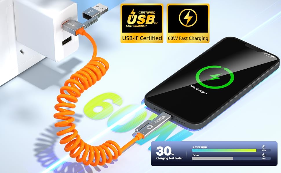 4-in-1 Coiled Multi USB Charging Data Cable