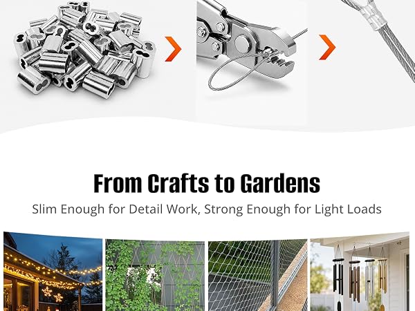 CHIWODA 1/16 inch wire rope suits crafts, garden projects, and other light-duty uses.