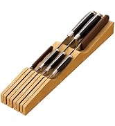 Knife Drawer Organizer, Bamboo Wood Knife Holder, Knife Block Fit for 7 Knives