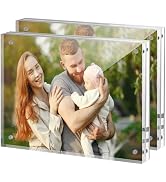 JOHOUSE 8 x 10 Acrylic Picture Frames 2 PCS, Double Sided Magnetic Photo Frames Self Standing Fra...