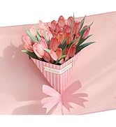 Gilded Tulip Pop Up Card,3D Floral Flower Card Greeting Card with Envelope and Note Insert,Unique...