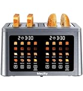Mecity 4 Slice Toaster Wide Slot, Auto Lift Keep Warm Smart Toaster with Touch Screen, Dual Contr...
