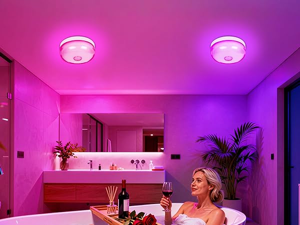 Rechargeable Shower Light for Inside Shower, 15 Color Changing Waterproof Lights for Shower Bathroom