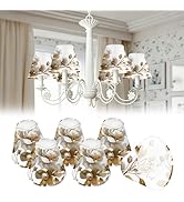 Set of 6 Mini Chandelier Lamp Shades, 3" Top x 6" Bottom x 5" Slant HD Printing Geometric Floral ...