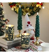 MUMCHASI Chritsmas Tree Flameless Candles, Real Wax Christams LED Taper Candles, Battery Operated...